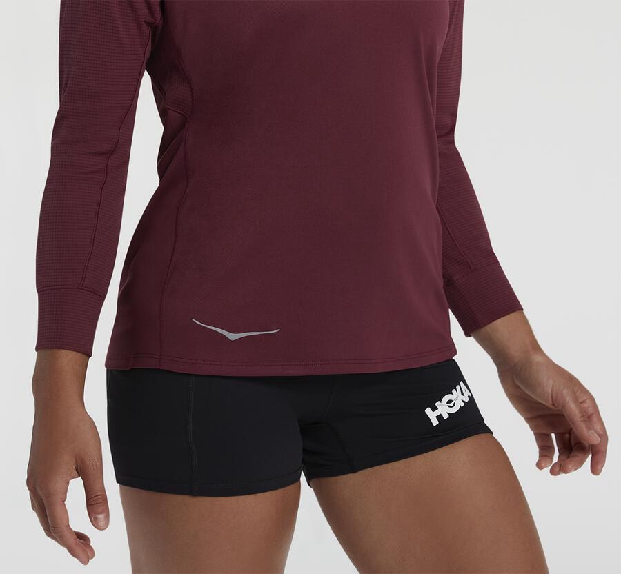 Hoka One One Tops Womens Brown - Performance 3/4 Sleeve - 39741XWSZ